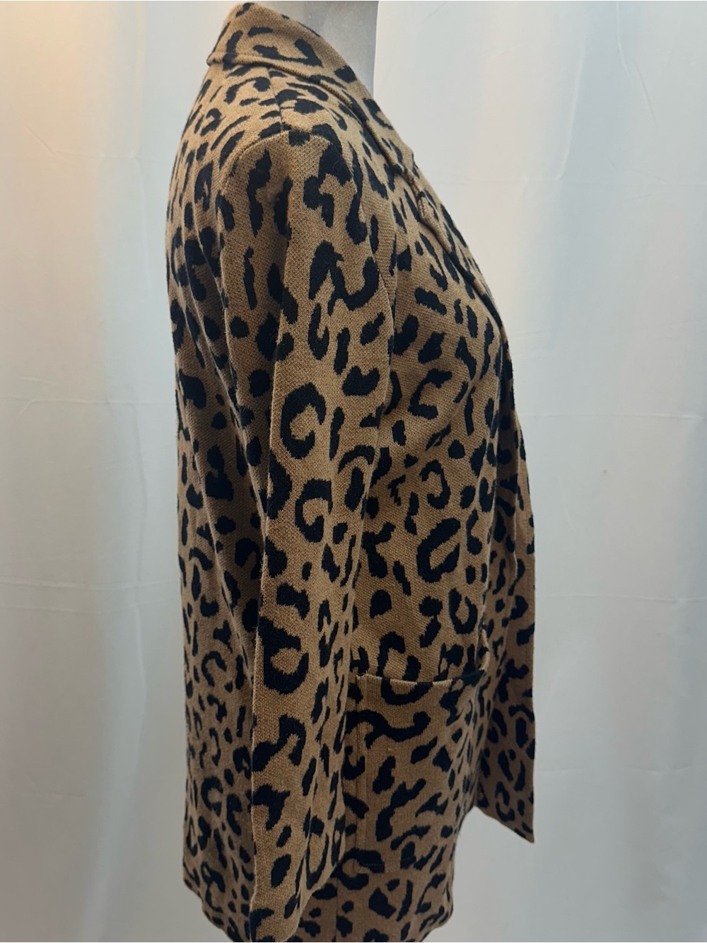 J. Crew Leopard Print Open-Front Cardigan in Tan and Black XXS - Picture 3 of 4